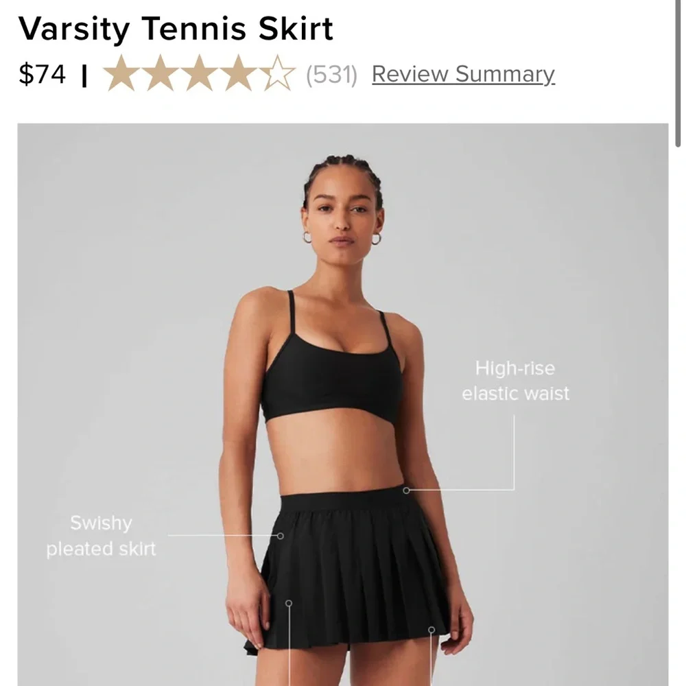 Alo yoga varsity tennis skirt black small